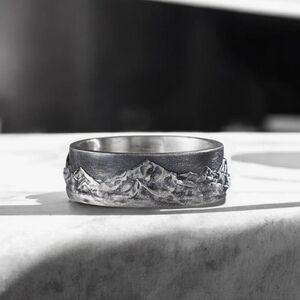 Mountain Range Band Ring Sterling Silver